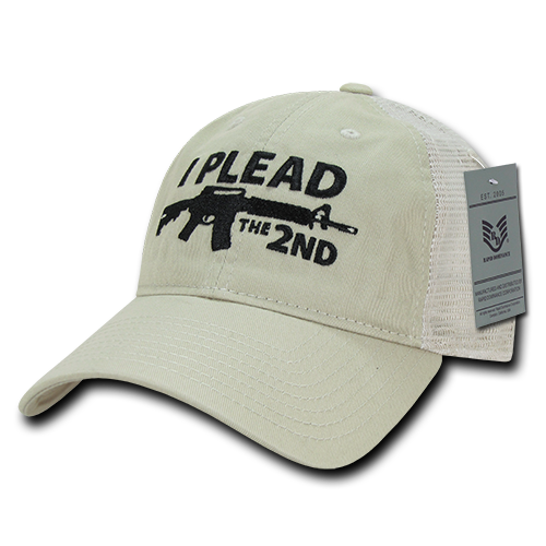 A05-IP2-STN I Plead 2n Relaxed Trucker USA Cap, Stone