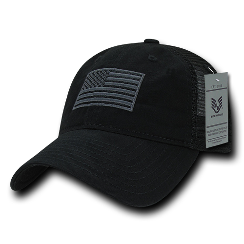 Relaxed Trucker USA Tonal Flag Cap, Black