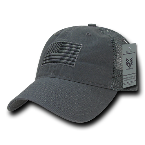 A05-TSA-DGY Relaxed Trucker USA Tonal Flag, Dark Gary