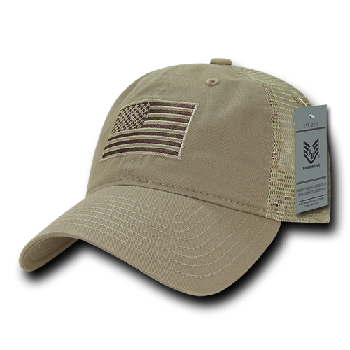 Relaxed Trucker USA Tonal Flag Cap, Khaki