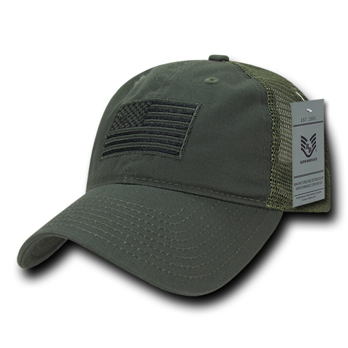 Relaxed Trucker USA Tonal Flag Cap, Olive