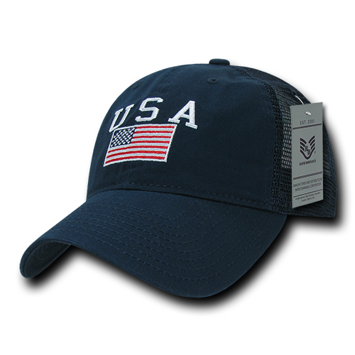 Relaxed Trucker USA Cap, Navy