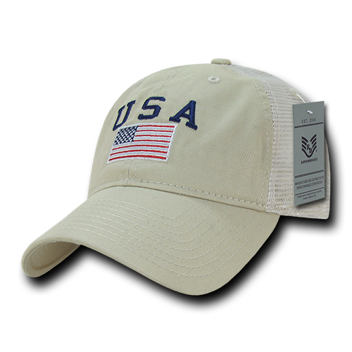 Relaxed Trucker USA Cap, Stone