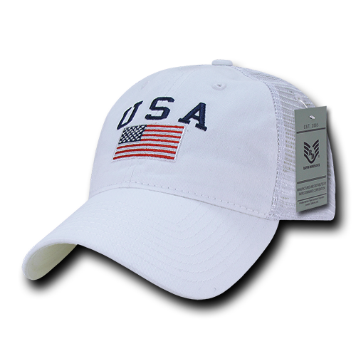 Relaxed Trucker USA Cap, White