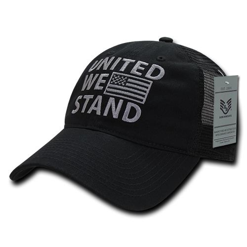 United We Stand Relaxed Trucker USA Cap, Black