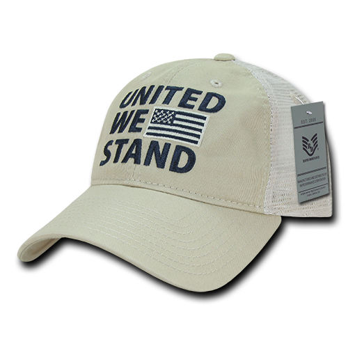 A05-UWS-STN United We Stand Relaxed Trucker USA Cap, Stone