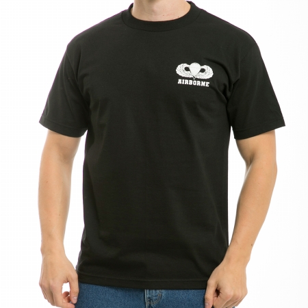 S25-AB-BLK-01 Airborne Classic Military T Shirt, Black - Small
