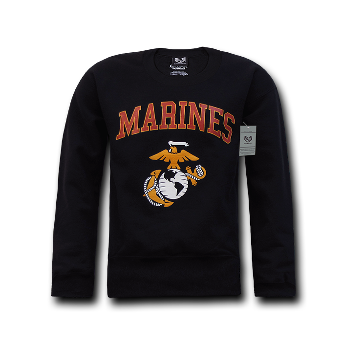 Crewneck Marines Sweatshirt, Black - Large