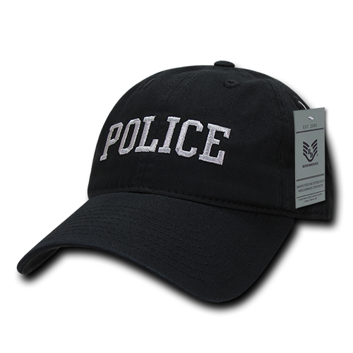 S78-POL-BLK Relaxed Cotton Police Caps, Black