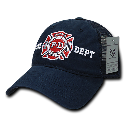 S79-FD-NVY Relaxed Trucker Fire Dept Caps, Navy