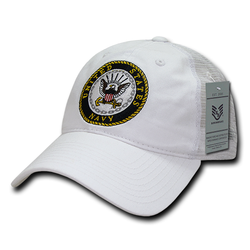 S79-NVY-WHT Relaxed Trucker Caps, Navy & White
