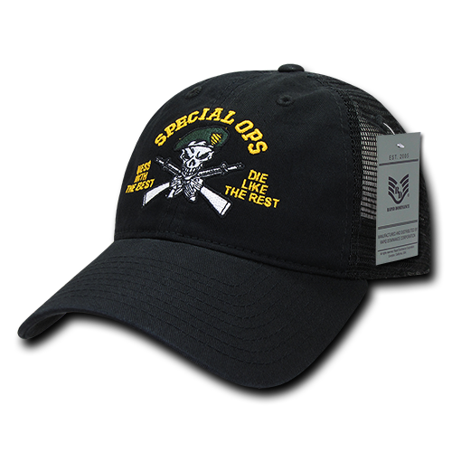 S79-SPECOPS-BLK Relaxed Trucker Spec Ops Caps, Black