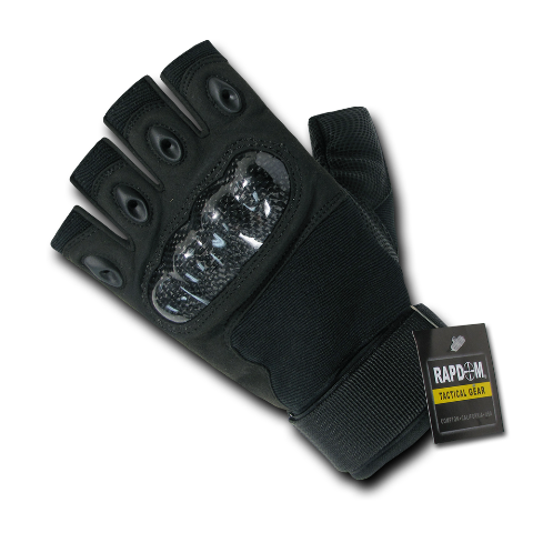 Half Finger Knuckle Glove, Black - Extra Small