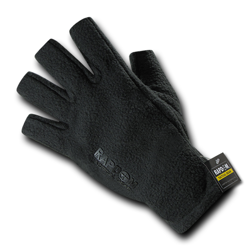 Polar Fleece Half Finger Gloves, Black - 2X