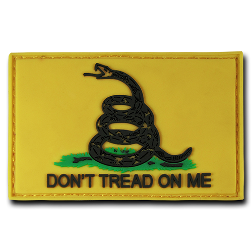 T90-GDA-GLD 3 x 2 in. Rubber Patch Gadsden Flag, Gold