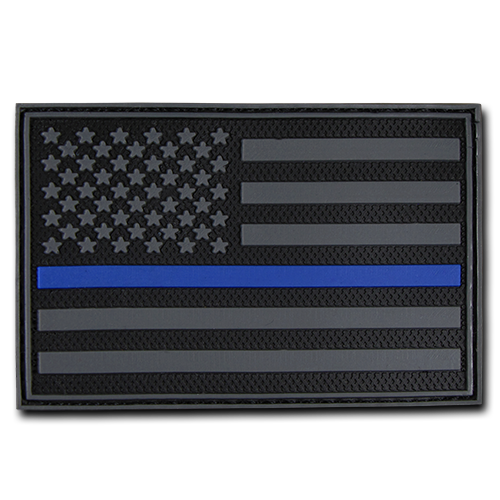 T90-USA-TBL 3 x 2 in. USA Rubber Patch, Thin Blue Line