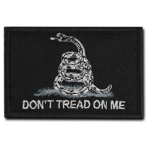T91-GDA-BLK 3 x 2 in. Gadsden Flag Canvas Patch, Black