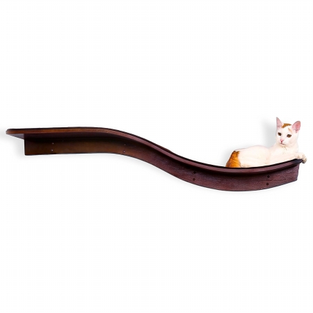 Picture of The Refined Feline LOT-BRAN-MA Lotus Branch Cat Shelf&#44; 61 x 10.5 x 12 in. - Mahogany