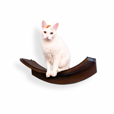 Picture of The Refined Feline LOT-LEAF-MA Lotus Leaf Cat Shelf, 22 x 10.5 x 9 in. - Mahogany