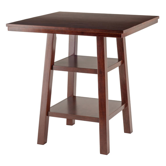 Orlando High Table with 2 Shelves, Walnut