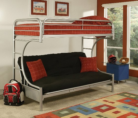 Picture of Acme 02093SI 65 x 62 x 84 in. Eclipse Futon Bunk Bed, Silver - Twin Extra Large & Queen Size