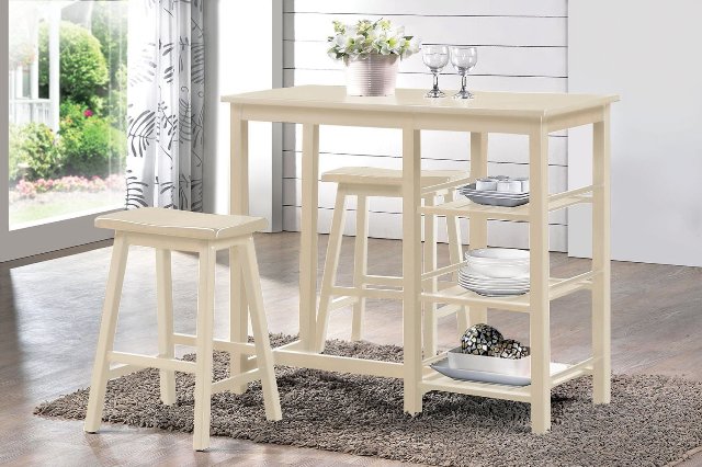 Picture of Acme 73052 36 x 19 x 43 in. Nyssa Counter Height Set, Buttermilk - 3 Piece