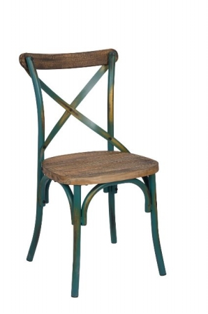 Picture of Acme 73072 35 x 20 x 20 in. Zaire Side Chair&#44; Walnut & Antique Turquoise