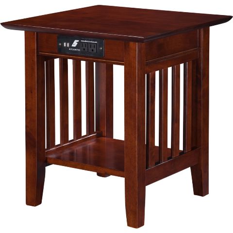 Picture of Atlantic Furniture AH14214 Mission End Table with Charger&#44; Walnut