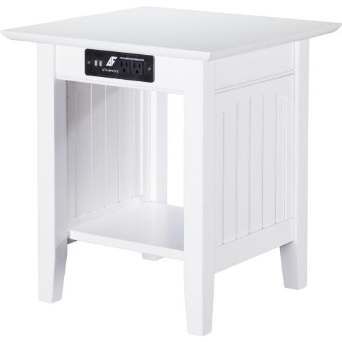 Picture of Atlantic Furniture AH14312 Nantucket End Table with Charger&#44; White