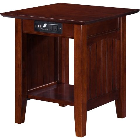 Picture of Atlantic Furniture AH14314 Nantucket End Table with Charger&#44; Walnut