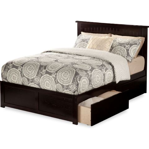 Picture of Atlantic Furniture AR8252111 Nantucket King Size Flat Panel Footboard with 2 Urban Bed Drawers, Espresso