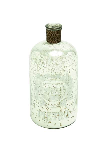 Picture of Benzara 24904 Glass & Metal Bottle for Modern Decor with Striking Design - 10 x 5 x 5 in.