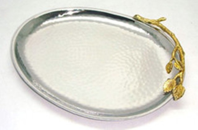 Picture of Leeber 70039 Elegance Gilt Leaf Oval Platter, 9.5 x 7.5 in.