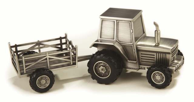 Picture of Leeber 88629 Elegance Pewter Plated Tractor Bank&#44; 3.25 x 3.25 x 8.25 in.