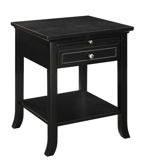 Picture of American Heritage 7102045BL Logan End Table with Drawer & Slide&#44; Black - 18 x 18 x 24 in.