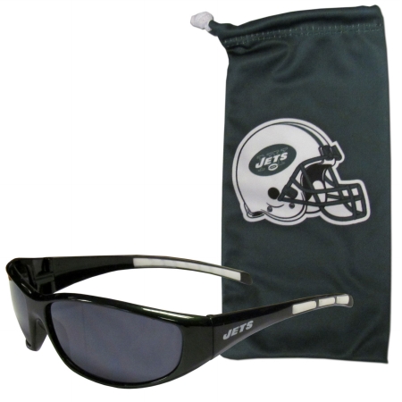Siskiyou Sports 2FSG100EB NFL New York Jets Sunglass & Bag Set