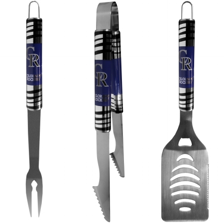Siskiyou Sports B3BQ120 MLB Colorado Rockies 3 Piece Tailgater BBQ Set