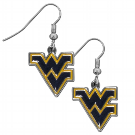 NCAA West Virginia Mountaineers Chrome Dangle Earrings