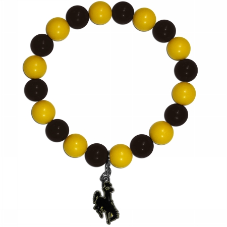Wyoming Cowboys Bead Bracelet - Multicolor - Stretch - Team Charm