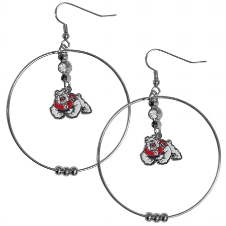 Fresno State Bulldogs Hoop Earrings - Silver - 2 in. - Hypoallergenic