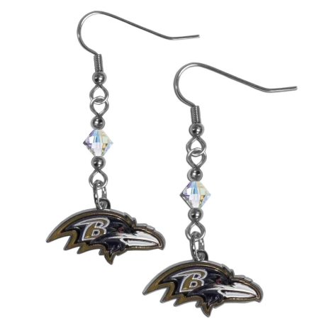 Siskiyou Sports  NFL Baltimore Ravens Crystal Dangle Earrings