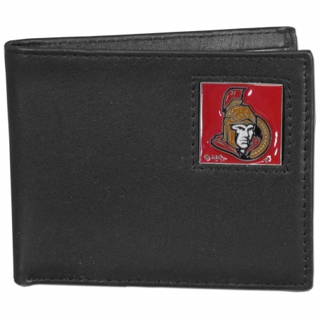 Picture of Siskiyou Sports HBI120 NHL Ottawa Senators Leather Bi-fold Wallet Packaged in Gift Box