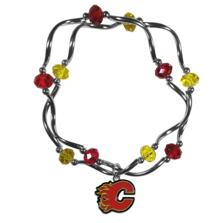 NHL Calgary Flames Crystal Bead Bracelet