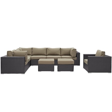 EEI-2208-EXP-MOC-SET Convene 9 Piece Outdoor Patio Sectional Set, Espresso & Mocha - 99.5 x 127.5 x 33.5 in -  Modway Furniture