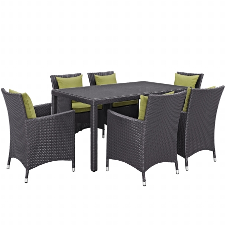 EEI-2241-EXP-PER-SET Convene 7 Piece Outdoor Patio Dining Set, Espresso & Peridot - 39.5 x 59 x 29.5 in -  Modway Furniture