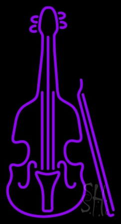 Purple Violin Logo Neon Sign, 37 x 3 x 20 in.