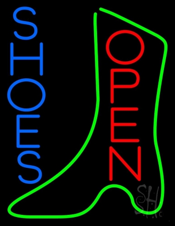 Everything Neon N105-11231 Vertical Blue Shoes Open LED Neon Sign 19 x 15 - inches