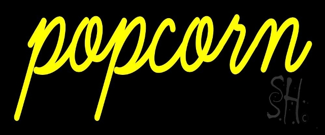 Everything Neon N105-11398 Yellow Cursive Popcorn LED Neon Sign 6 x 15 - inches