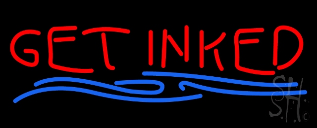 N100-0875-clear Red Get Inked Clear Backing Neon Sign, 13 x 1 x 32 in.