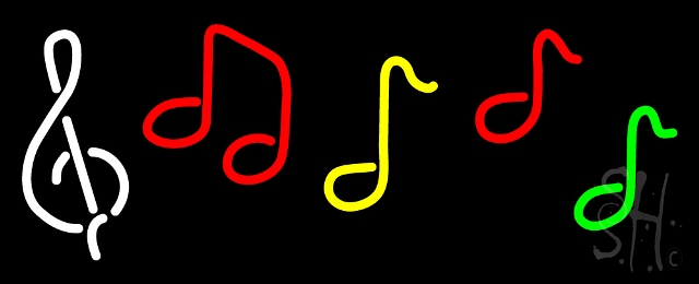 Musical Notes Clear Backing Neon Sign, 13 x 1 x 32 in.